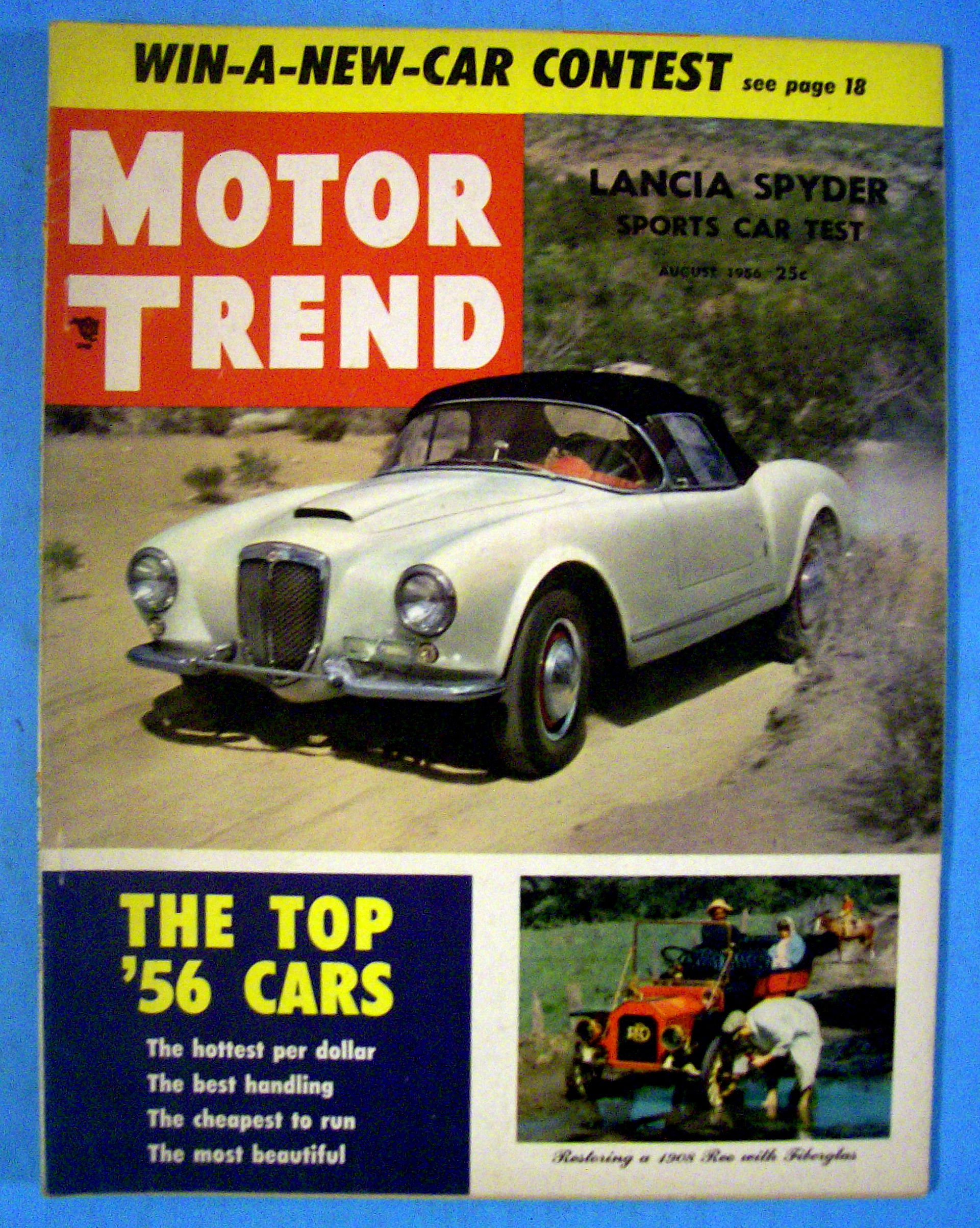 Motor Trend Magazine August 1956 Lancia Spyder