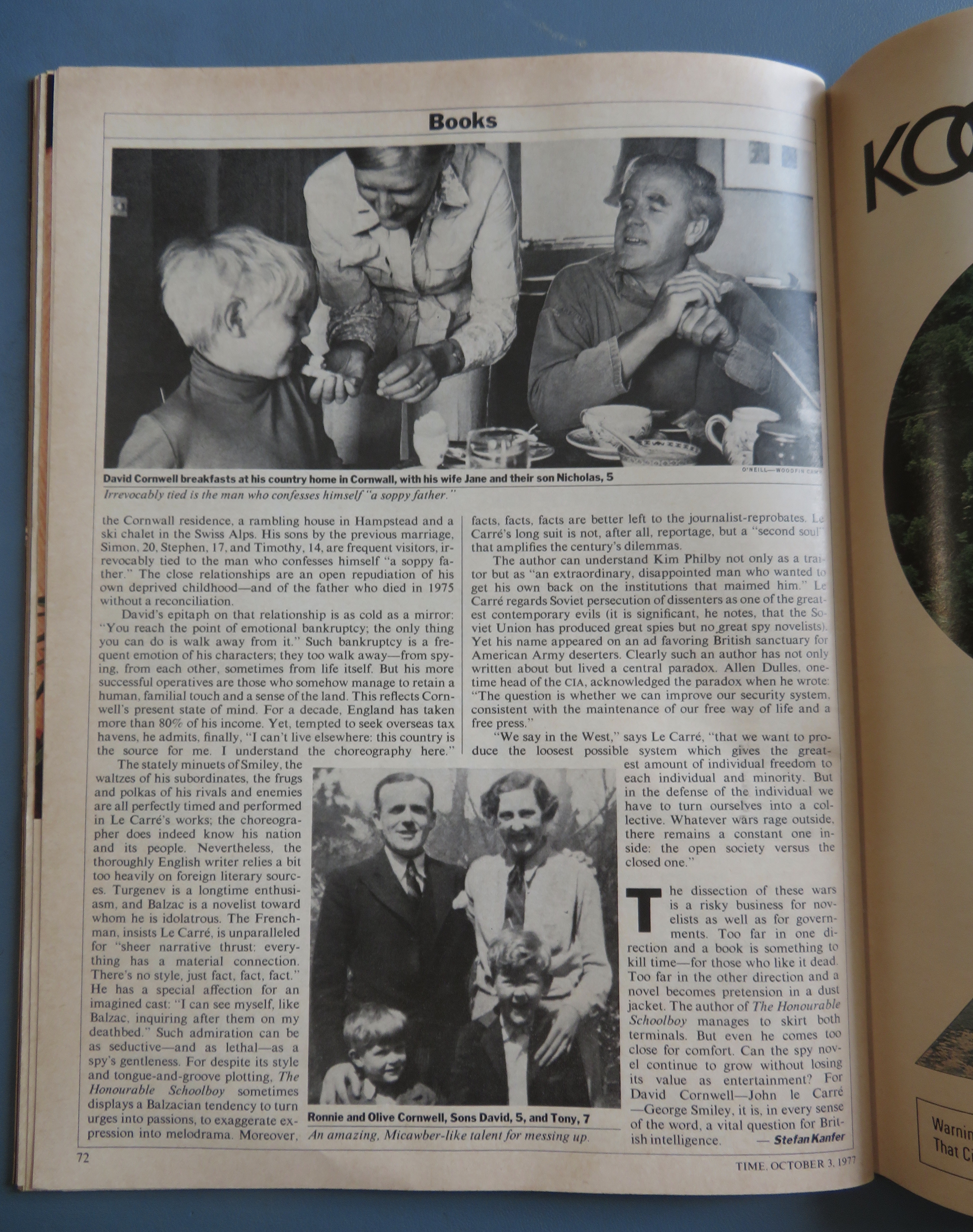 Time Magazine October 3, 1977 John Le Carre Strikes