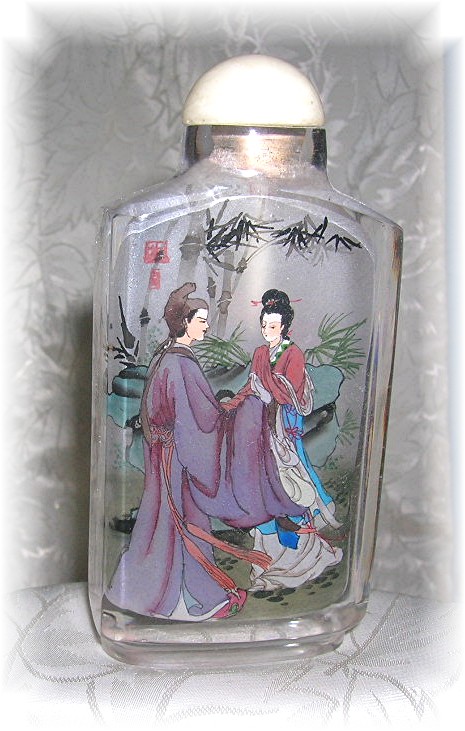 Rock Crystal Japanese Ladies  Signed Snuff Bottle