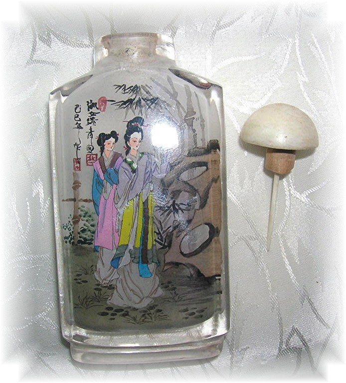 Rock Crystal Japanese Ladies  Signed Snuff Bottle