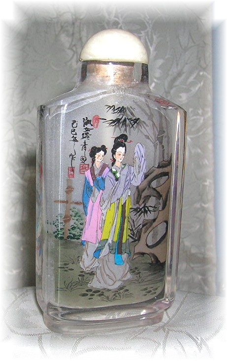Rock Crystal Japanese Ladies  Signed Snuff Bottle