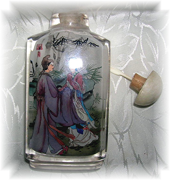 Rock Crystal Japanese Ladies  Signed Snuff Bottle