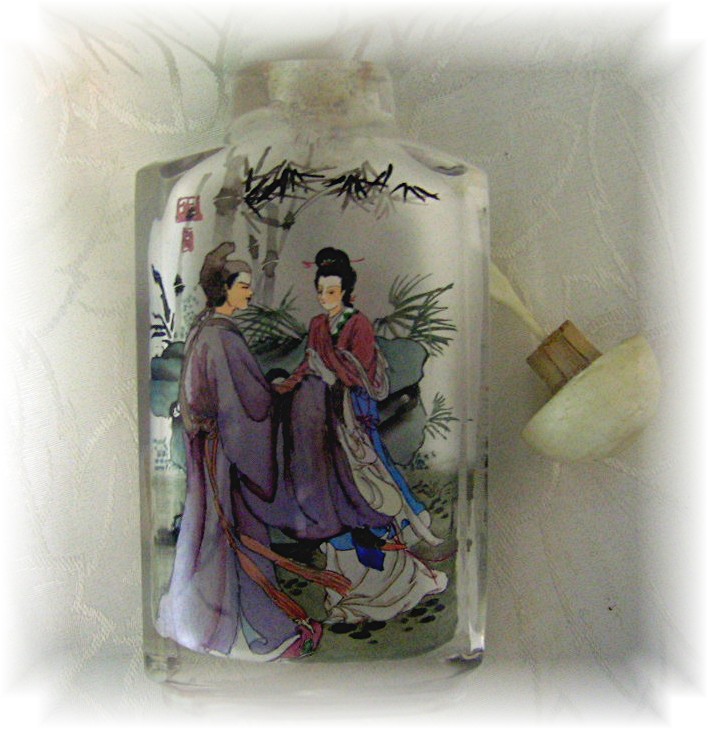 Rock Crystal Japanese Ladies  Signed Snuff Bottle
