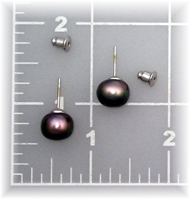 Earrings Black Freshwater Pearls Sterling Silver Post