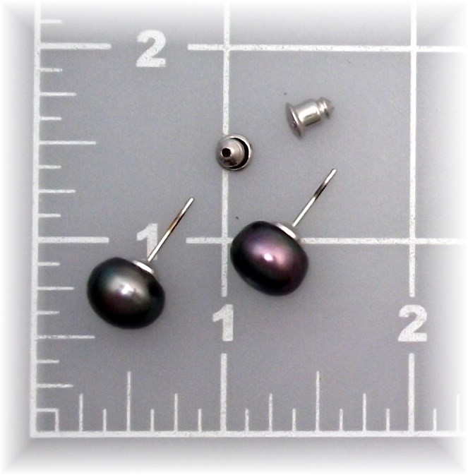 Earrings Black Freshwater Pearls Sterling Silver Post