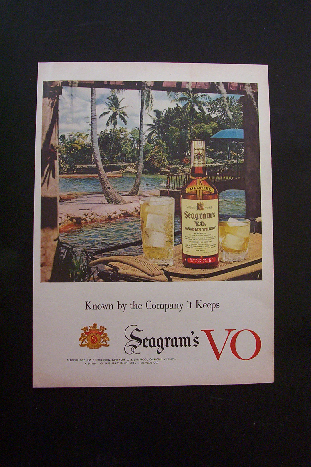 1950's Seagram's VO with Bottle of Seagram's & Glass