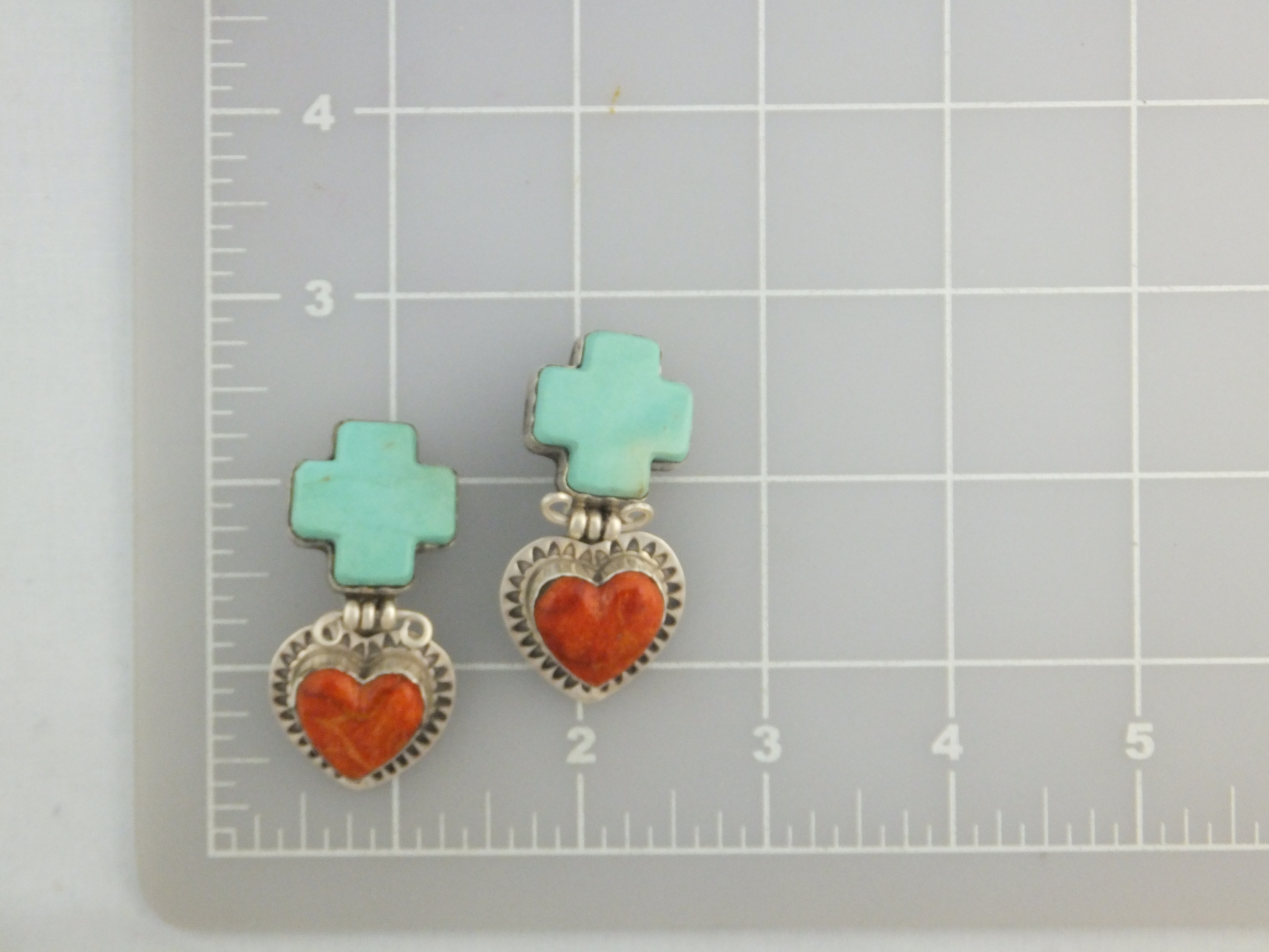 David Troutman  Sterling Silver Apple Coral Turquoise E