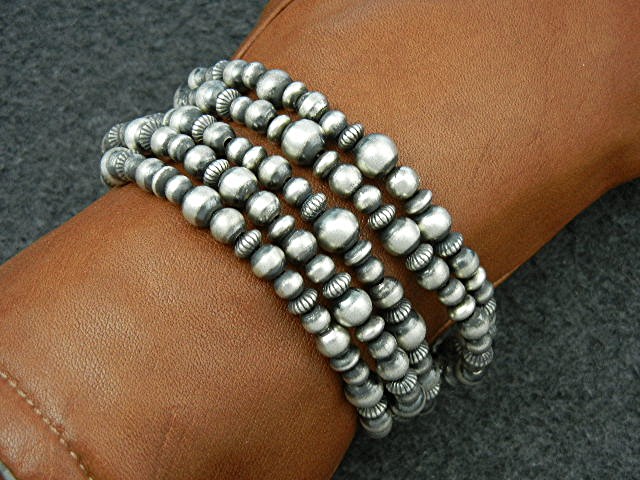 Navajo Pearls Sterling Silver 5 Strand Bracelet