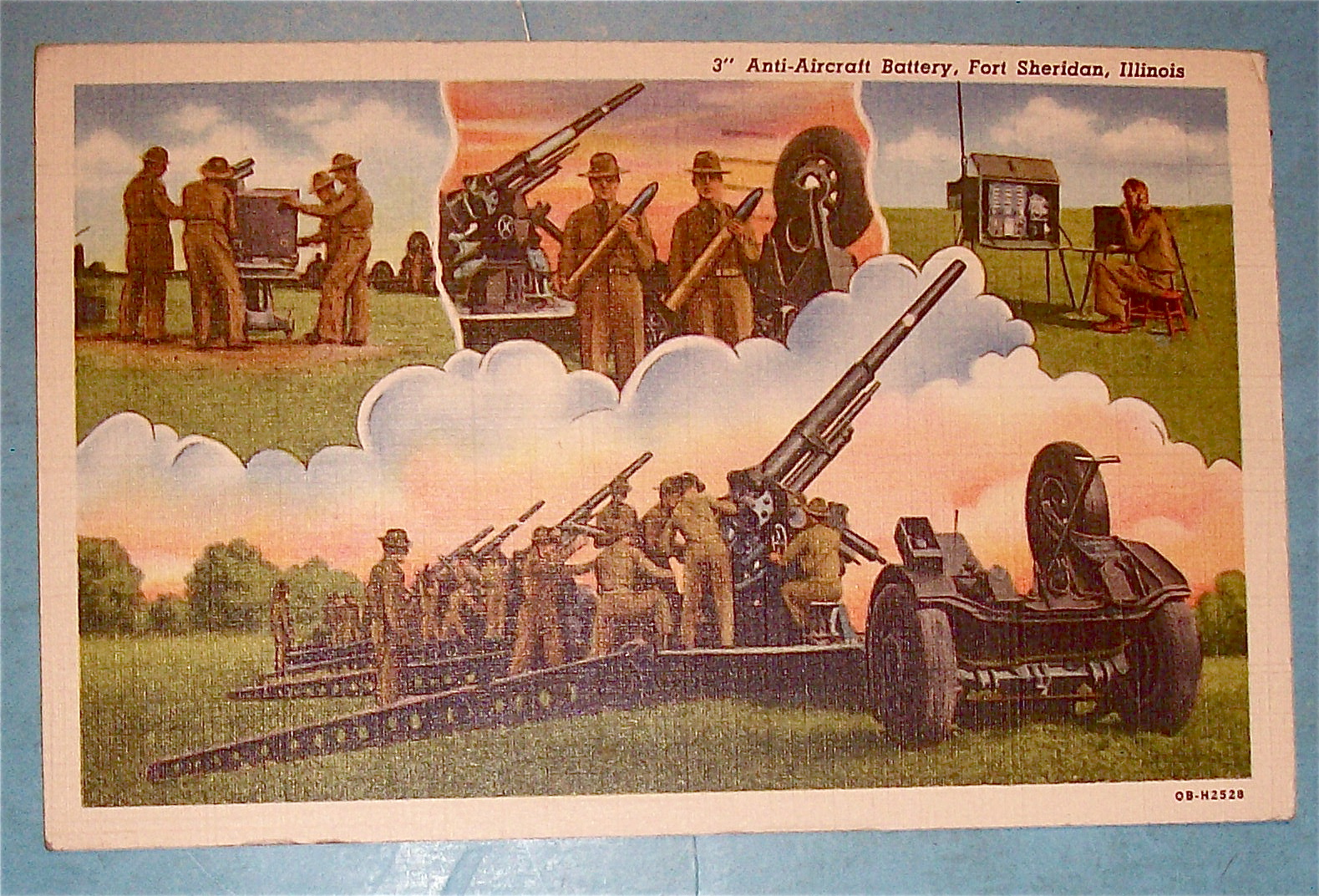 Anti-Aircraft Battery Postcard-Fort Sheridan, Illinois