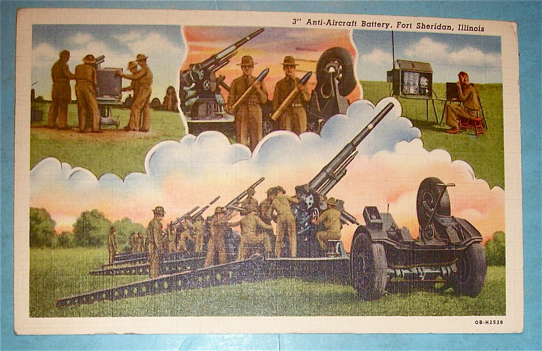 Anti-Aircraft Battery Postcard-Fort Sheridan, Illinois