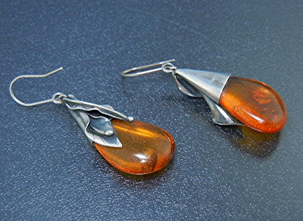 Baltic Amber Sterling Silver Shepherd Hook Earrings