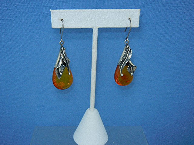 Baltic Amber Sterling Silver Shepherd Hook Earrings