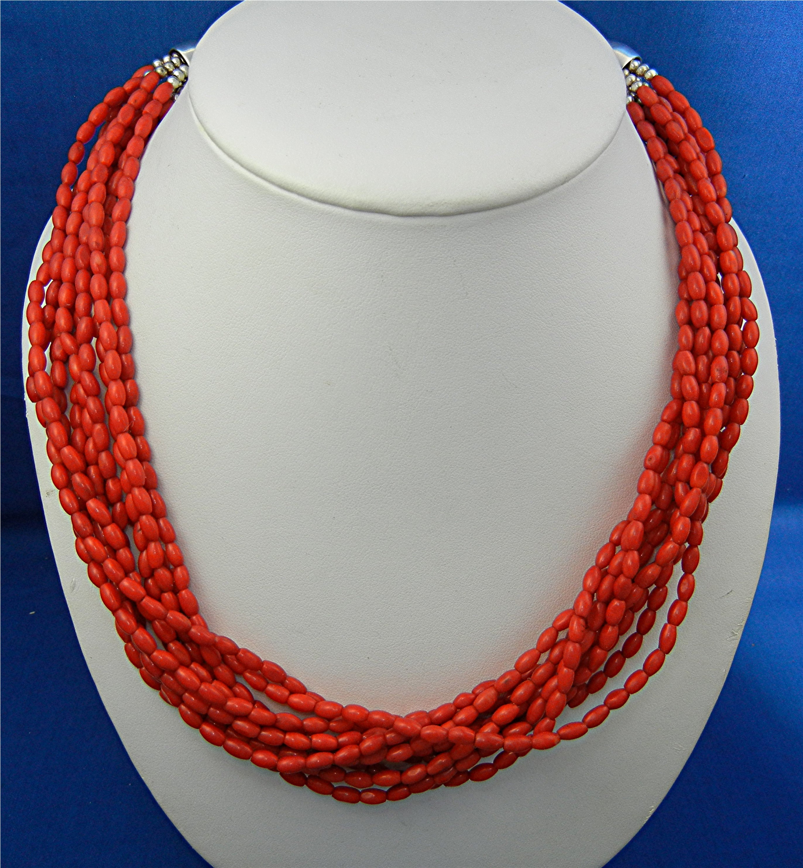 Coral Sterling Silver 10 Strand Necklace Jay King