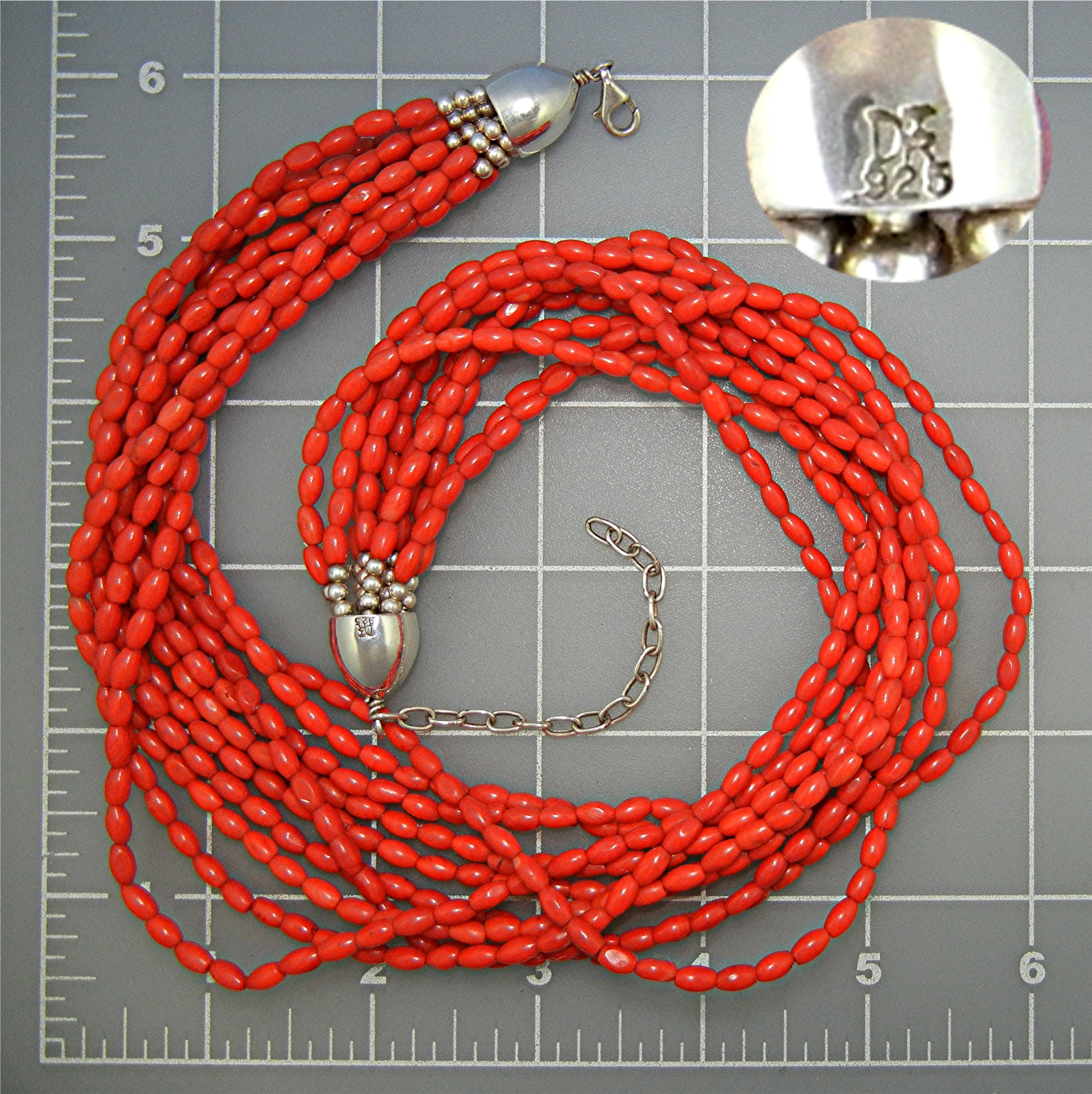 Coral Sterling Silver 10 Strand Necklace Jay King