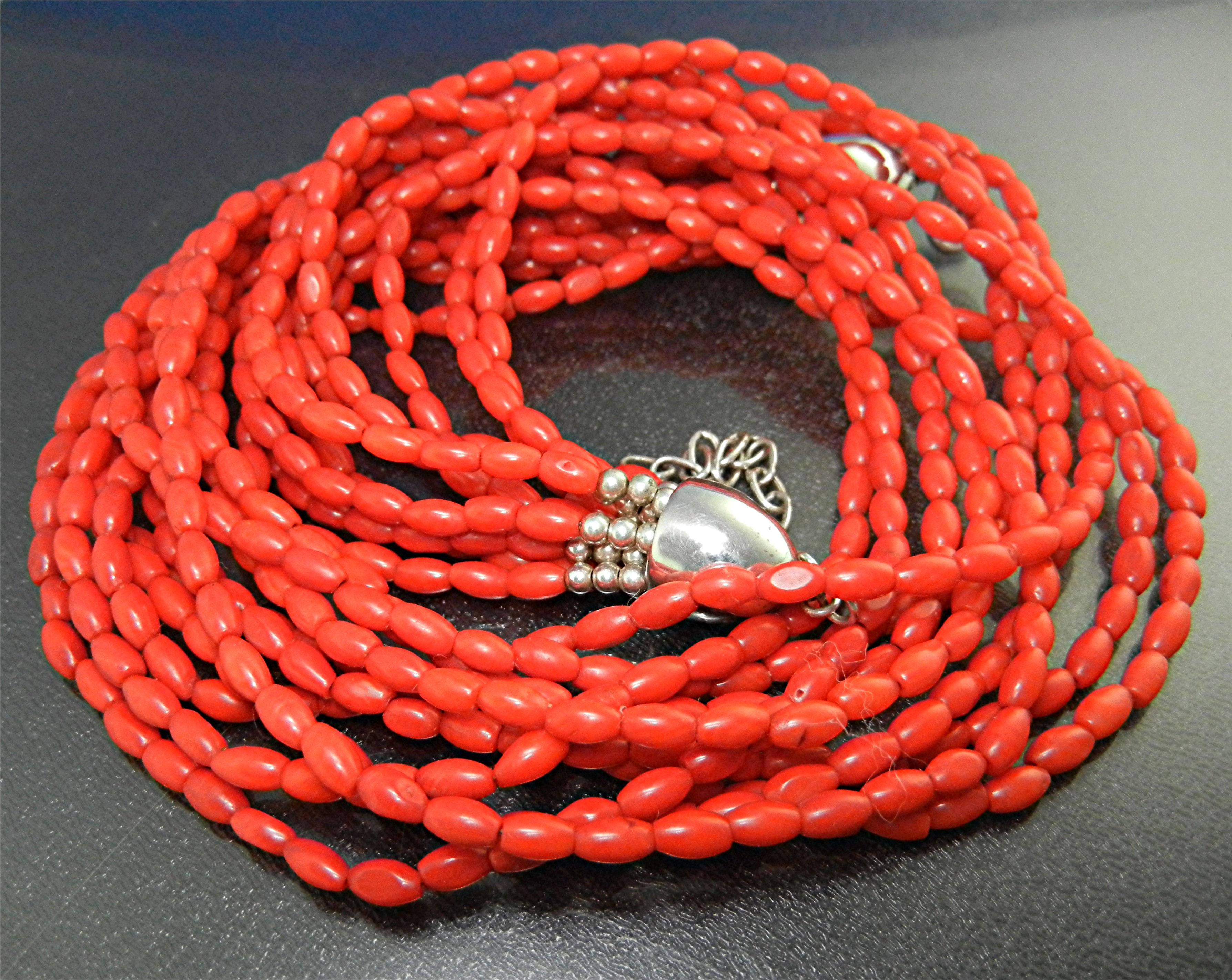 Coral Sterling Silver 10 Strand Necklace Jay King