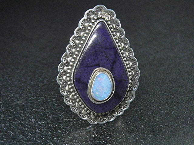 David Troutman Opal Sugulite Sterling Silver Ring