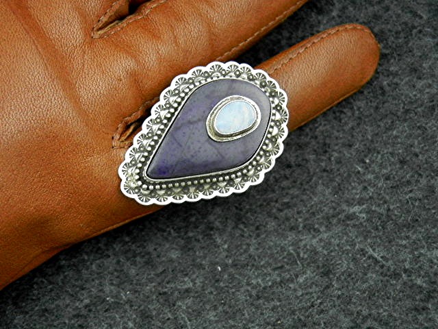 David Troutman Opal Sugulite Sterling Silver Ring