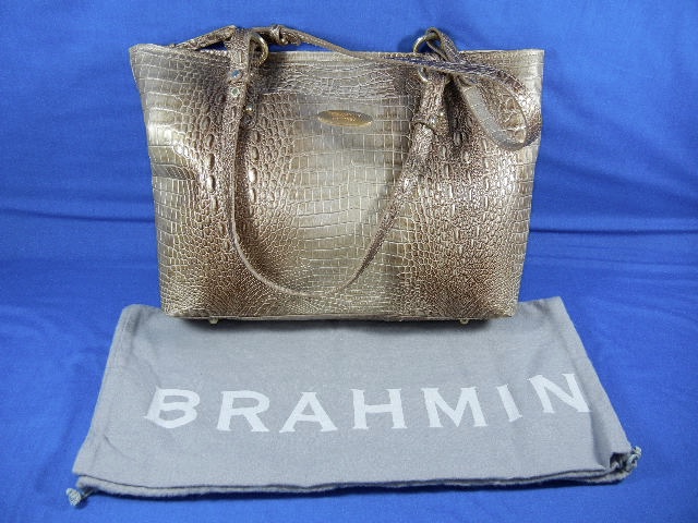 Brahmin Tan Croc Leather Tote Bag dust bag