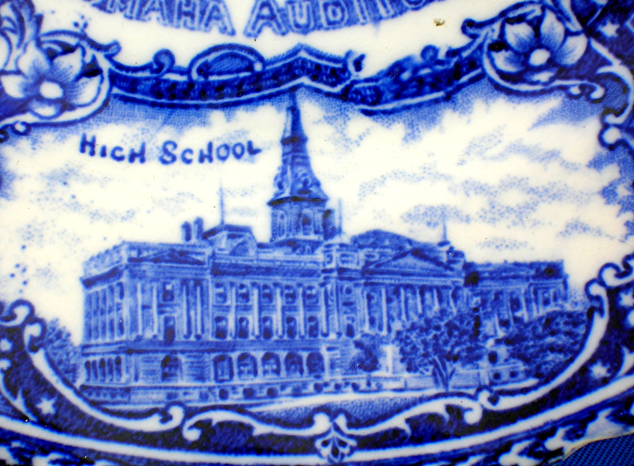 Flow Blue Views Of Omaho Nebraska Made in England