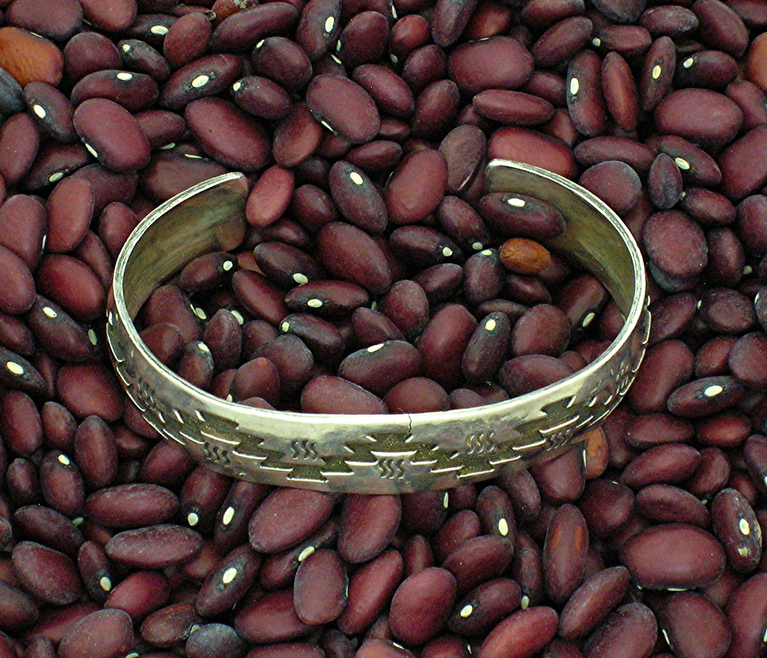 Sterling Silver American Indian Signed K Cuff Bracelet