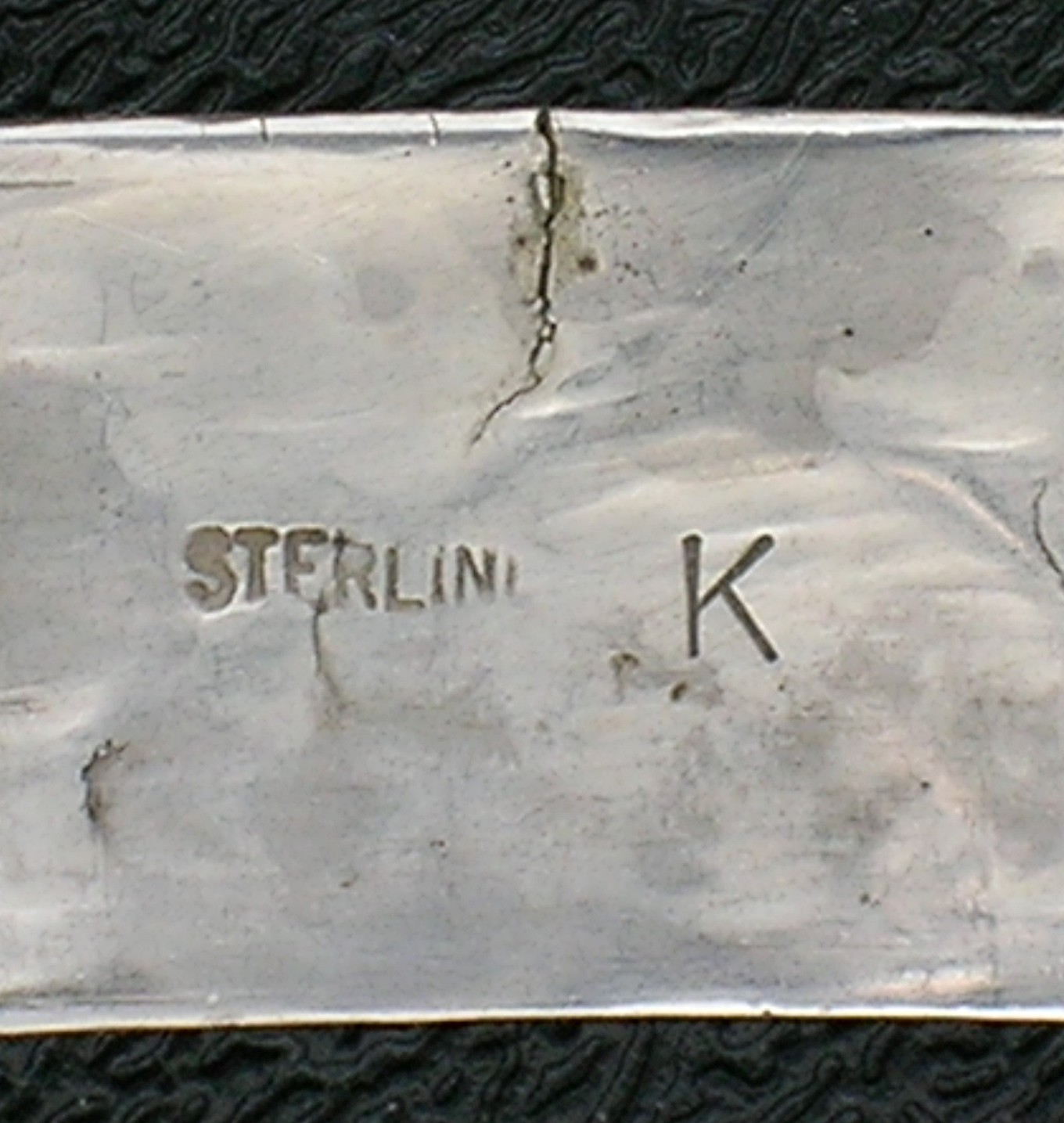 Sterling Silver American Indian Signed K Cuff Bracelet