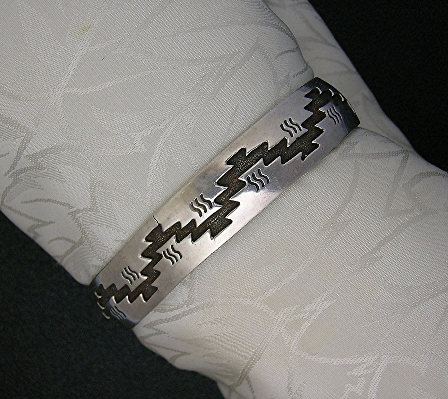Sterling Silver American Indian Signed K Cuff Bracelet