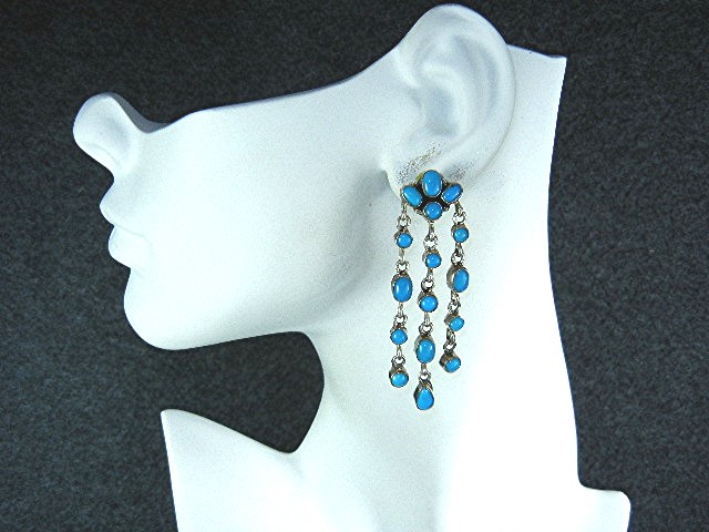 Navajo Sleeping Beauty Turquoise Sterling Silver Earrin