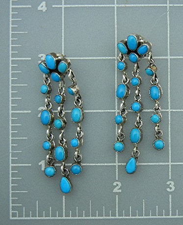 Navajo Sleeping Beauty Turquoise Sterling Silver Earrin