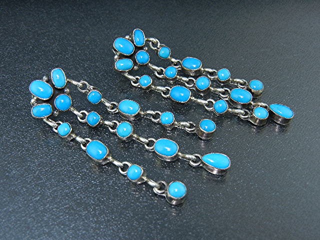 Navajo Sleeping Beauty Turquoise Sterling Silver Earrin