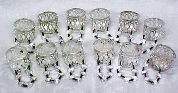 Silver Plated Napkin Rings Prisms 12 PC