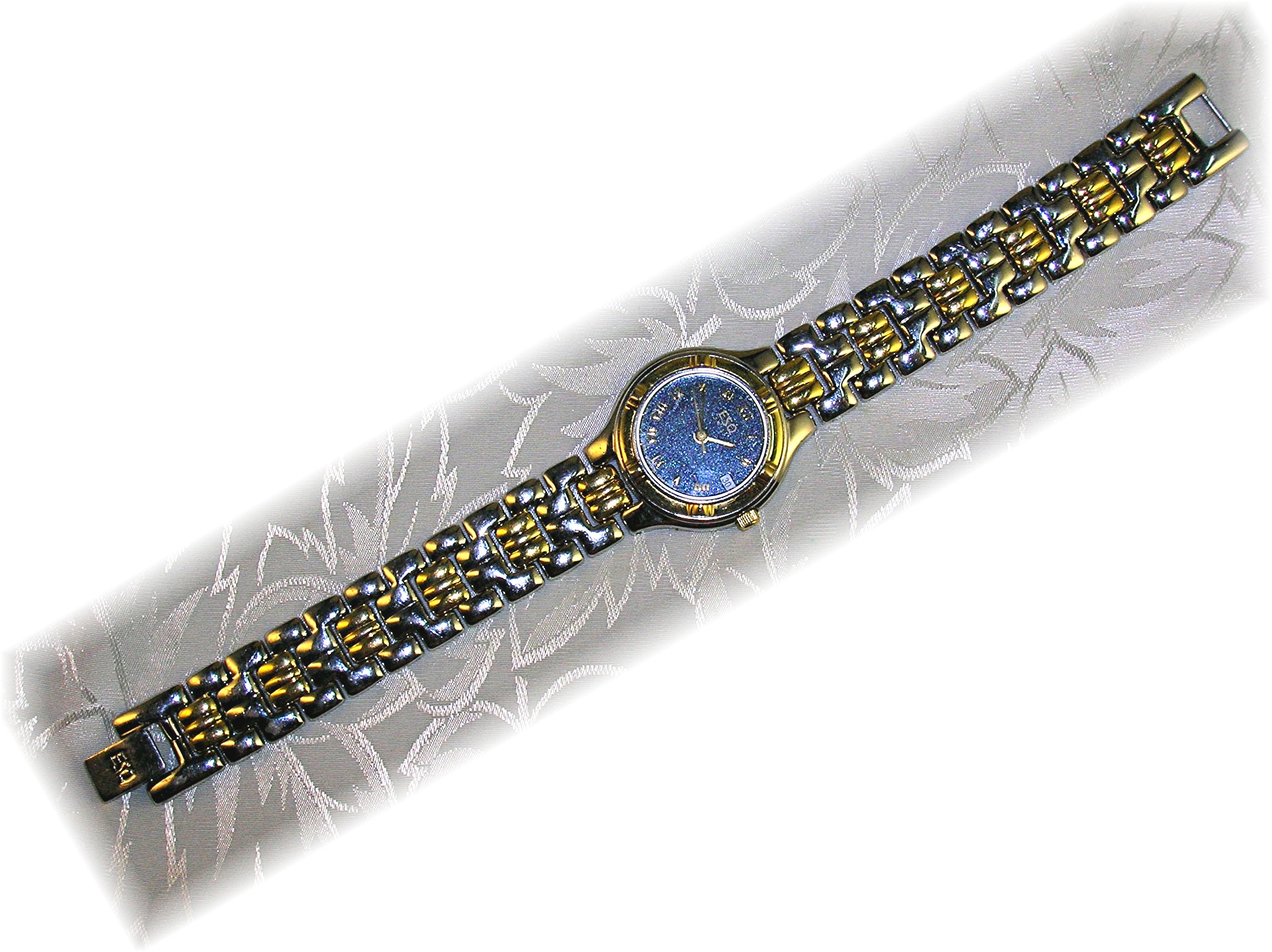 Silver Gold ESQ Ladies Wristwatch Black Face Date