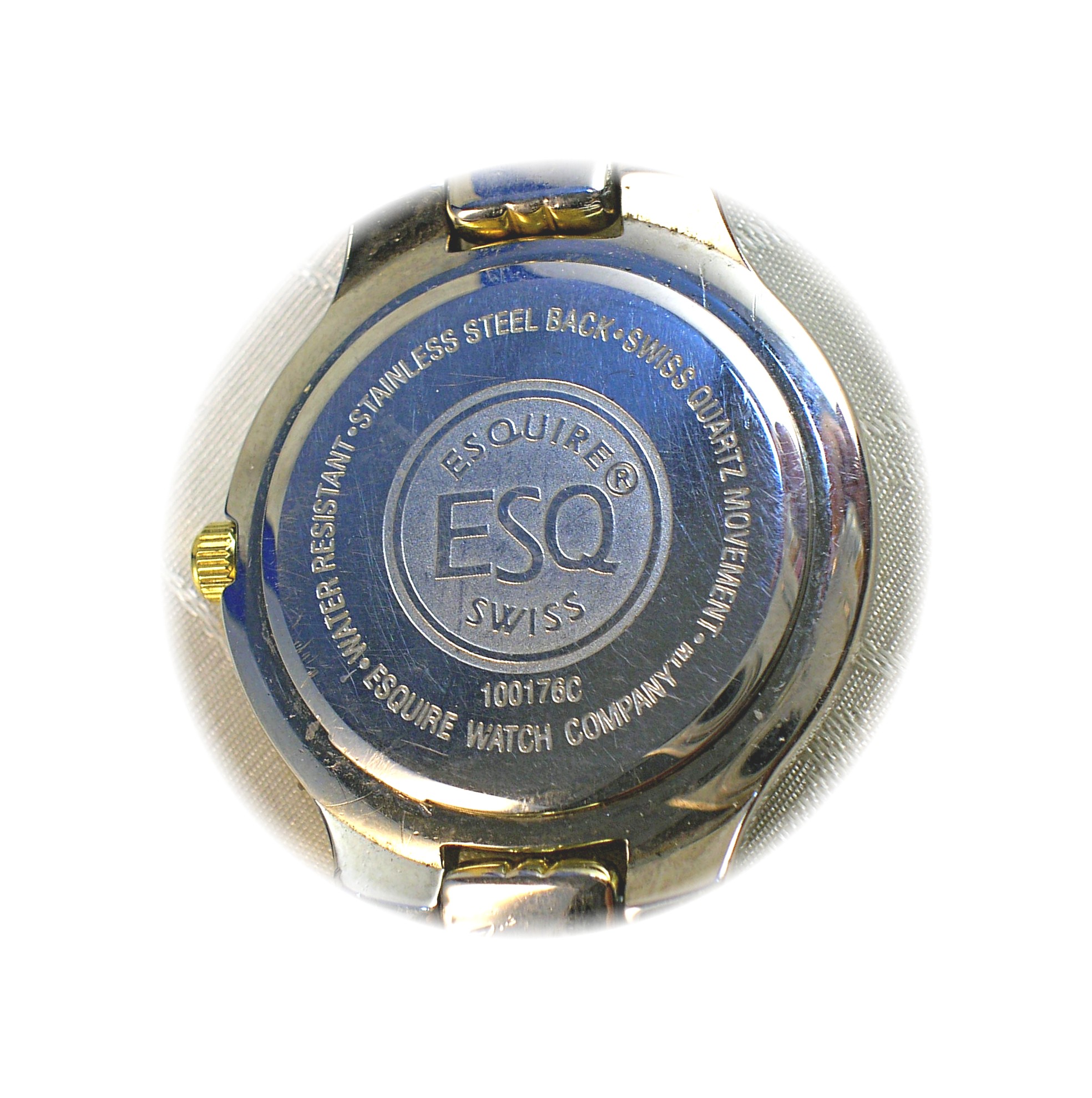 Silver Gold ESQ Ladies Wristwatch Black Face Date
