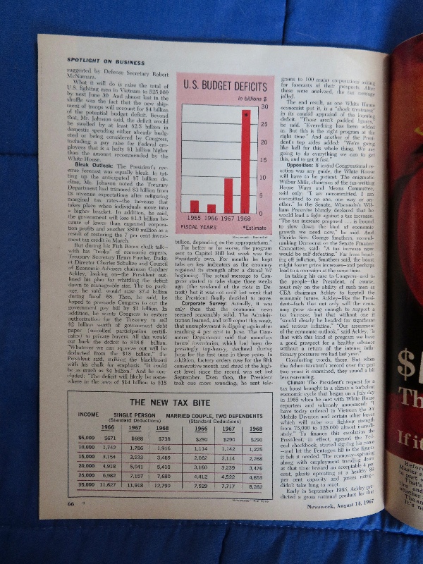 Newsweek Magazine August 14, 1967 Tax Hike