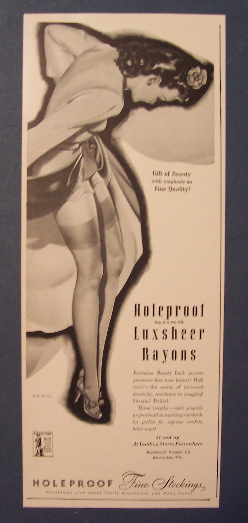 1942  Holeproof  Luxsheer  Rayon  Stockings