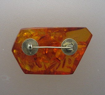 Baltic Amber and 8K Gold Brooch Pin