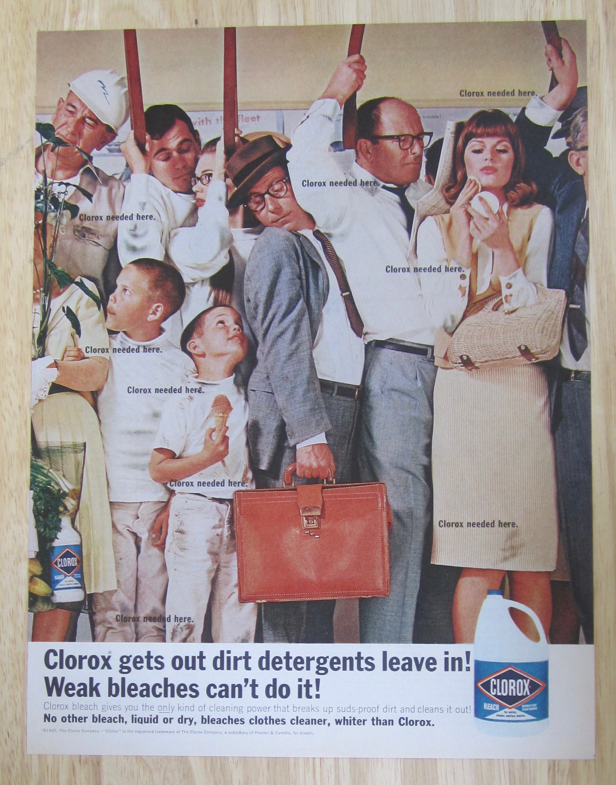 1965 Clorox Bleach with People Crowded on a Train