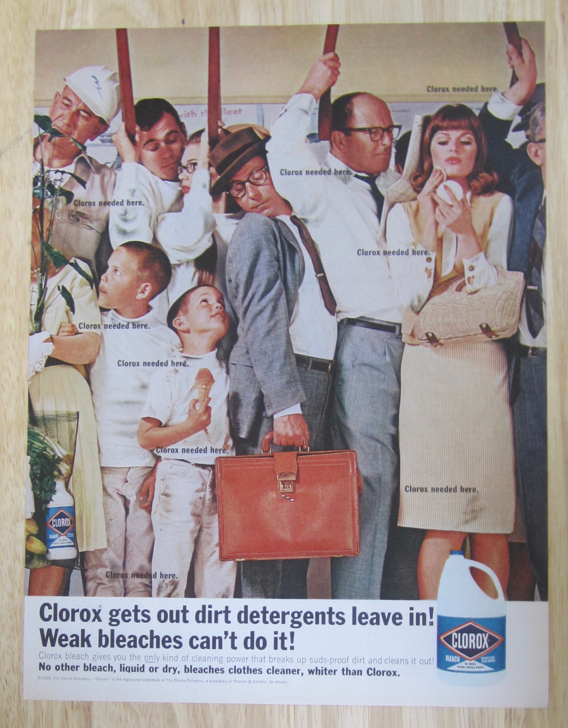 1965 Clorox Bleach with People Crowded on a Train