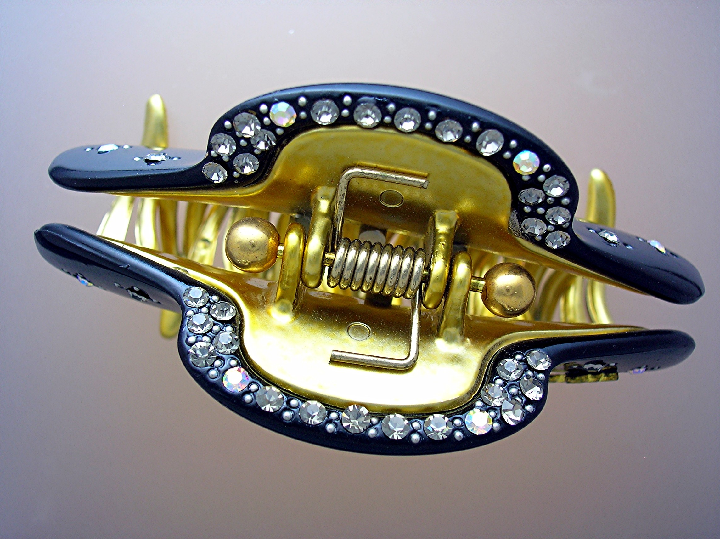 Crystal Black and Gold Hair Clip
