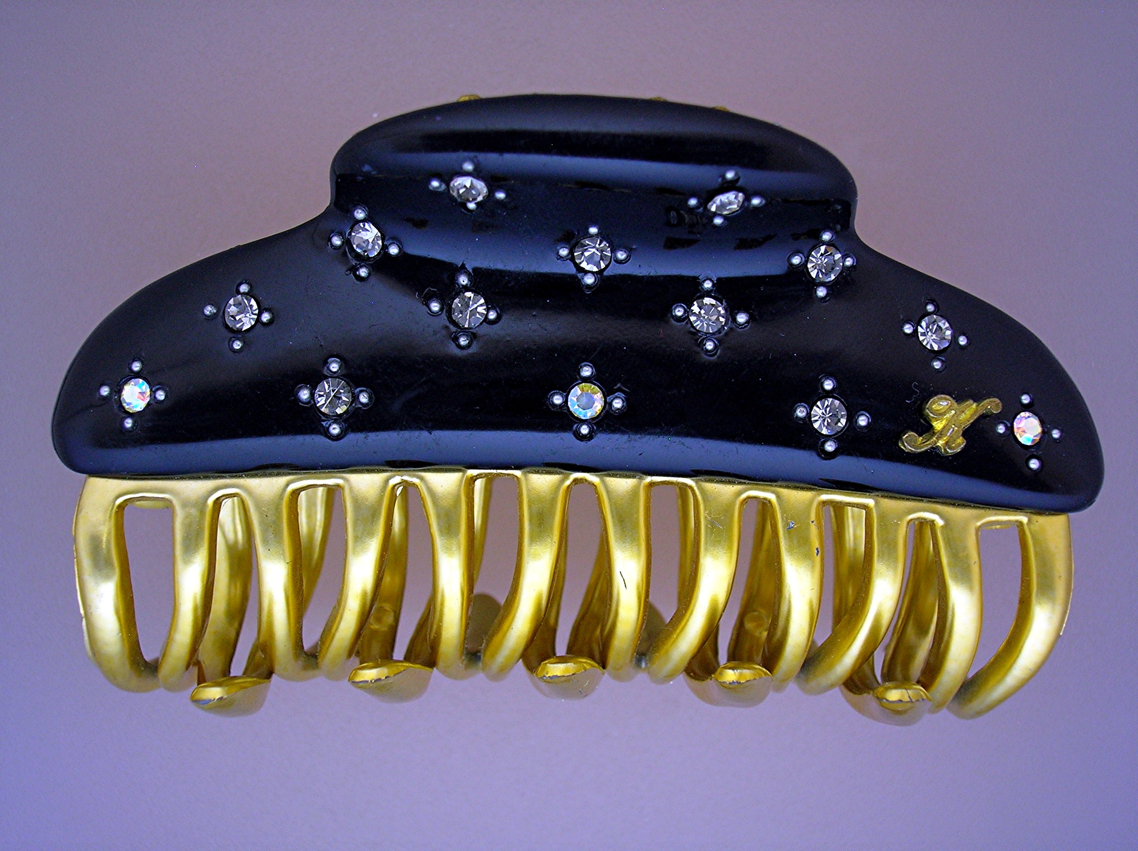 Crystal Black and Gold Hair Clip