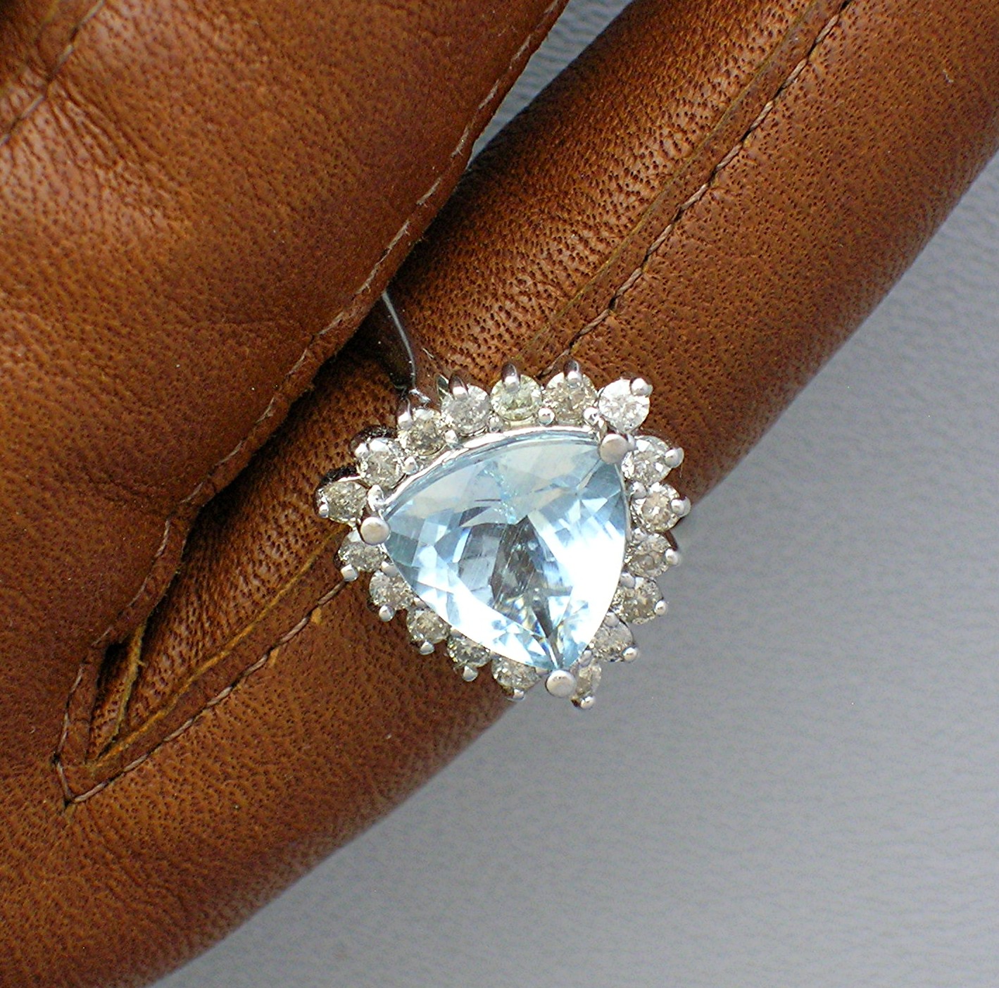 Aquamarine Diamond 14K White Gold Ring
