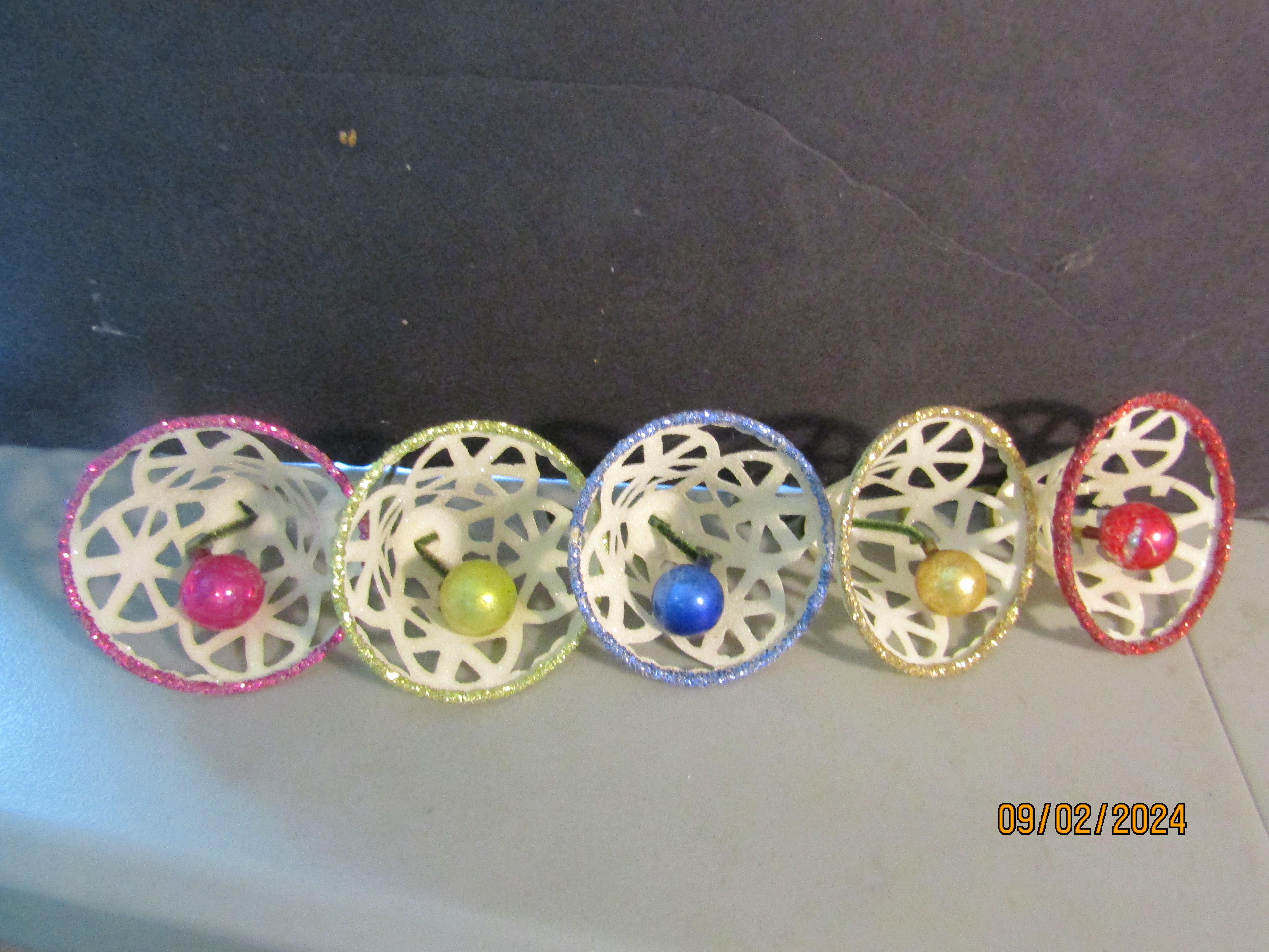 Vintage Sugar Bell Filigree Glitter Christmas Ornament