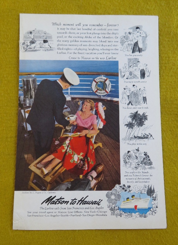 1950 Matson To Hawaii With Woman Talking To Ship's Captain