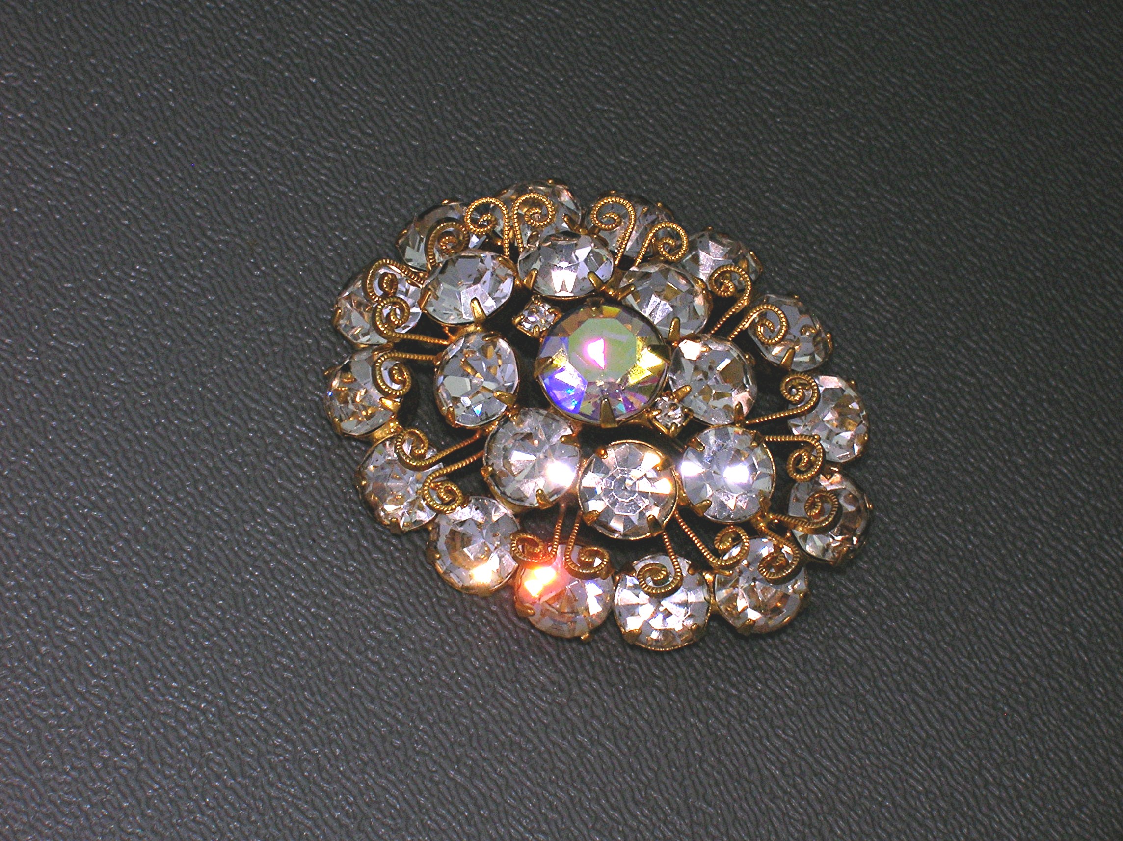 Crystal Brooch, Goldtone Brilliant Crystal Brooch