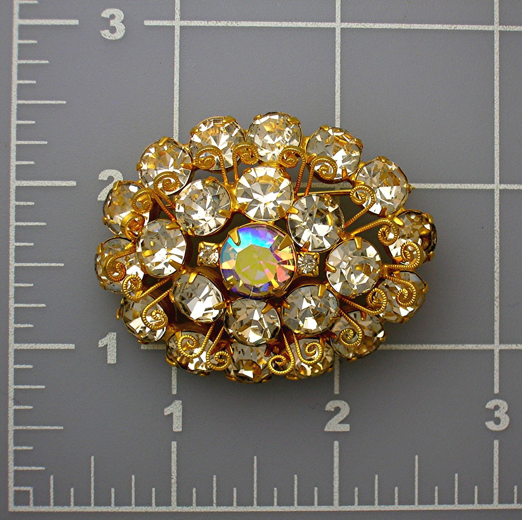 Crystal Brooch, Goldtone Brilliant Crystal Brooch