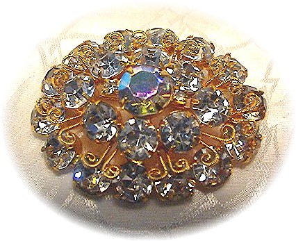 Crystal Brooch, Goldtone Brilliant Crystal Brooch
