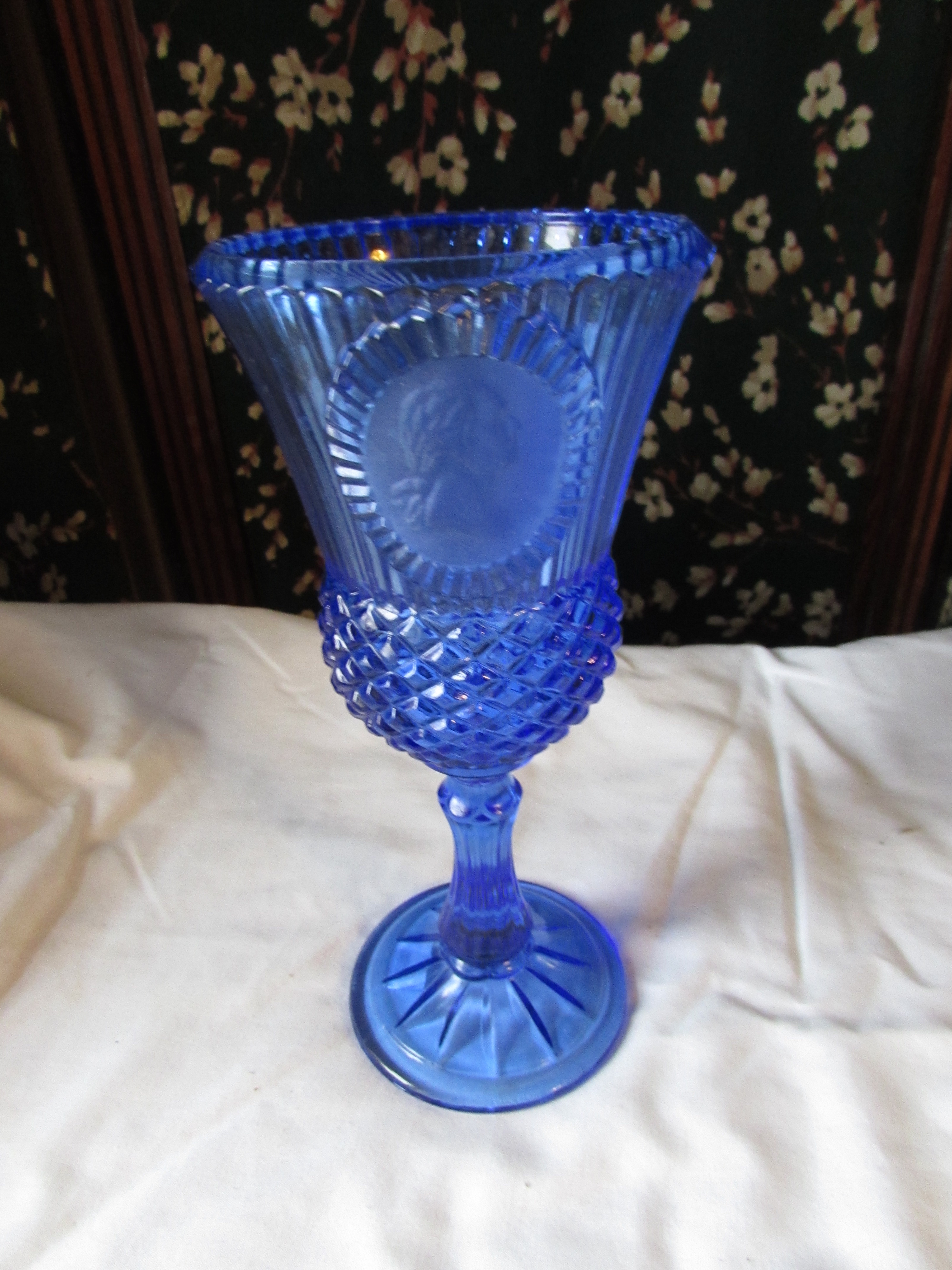 Avon Fostoria Cobalt Blue Goblet George Washington
