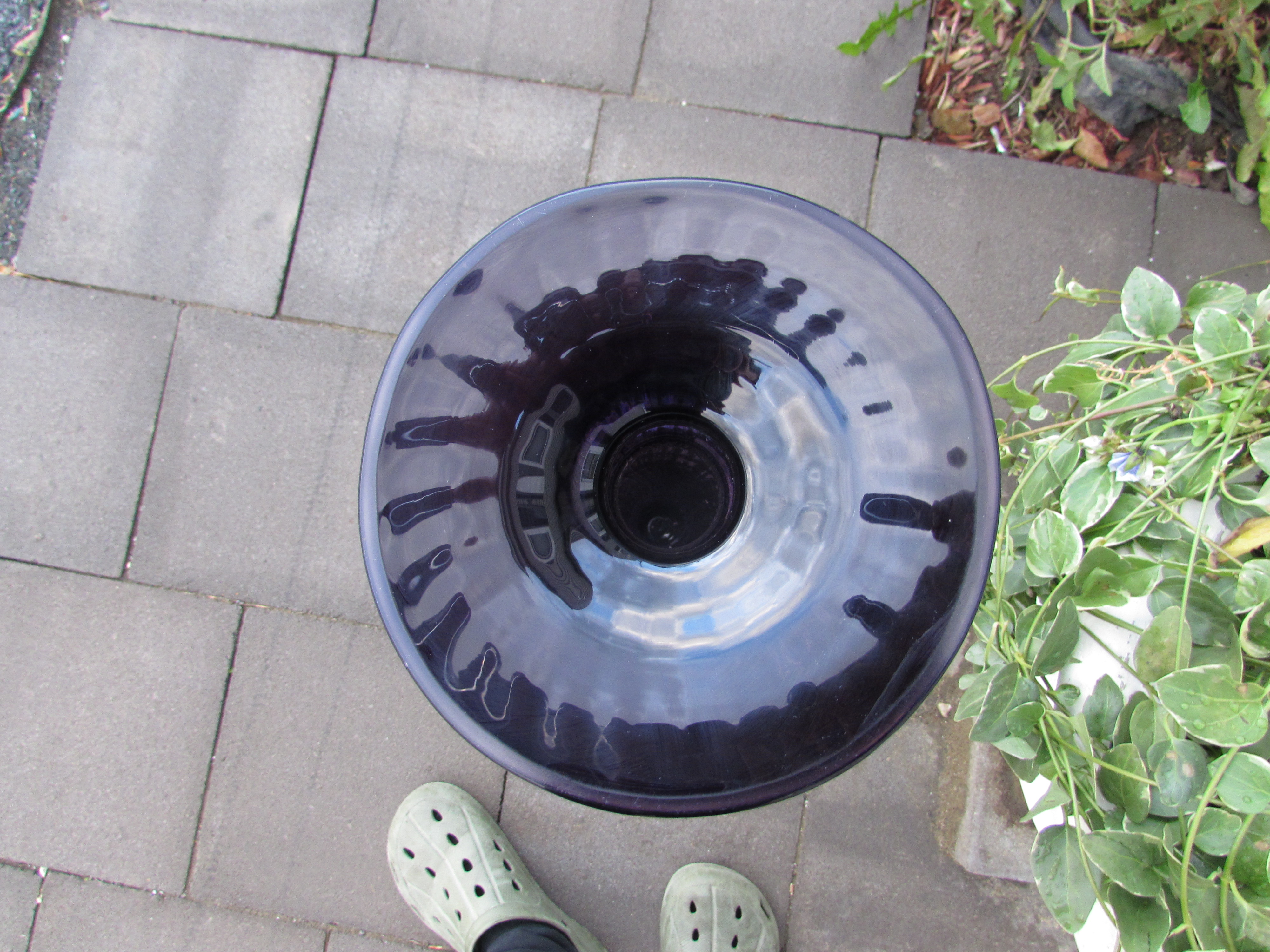 Purple Amethyst Art Blown Glass Cased Glass Pedestal Vase Stand