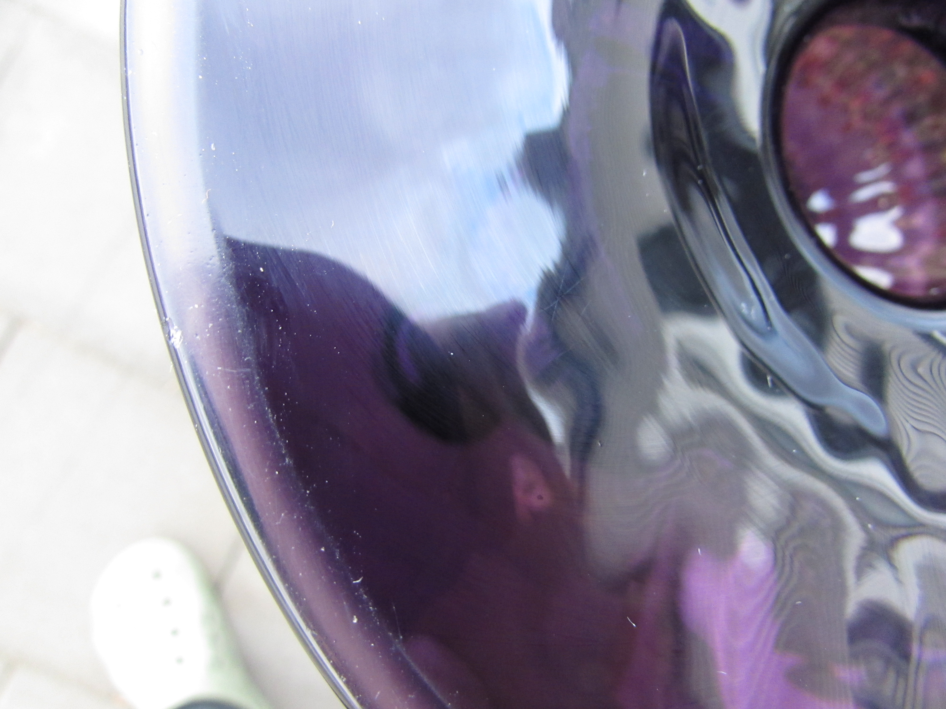 Purple Amethyst Art Blown Glass Cased Glass Pedestal Vase Stand