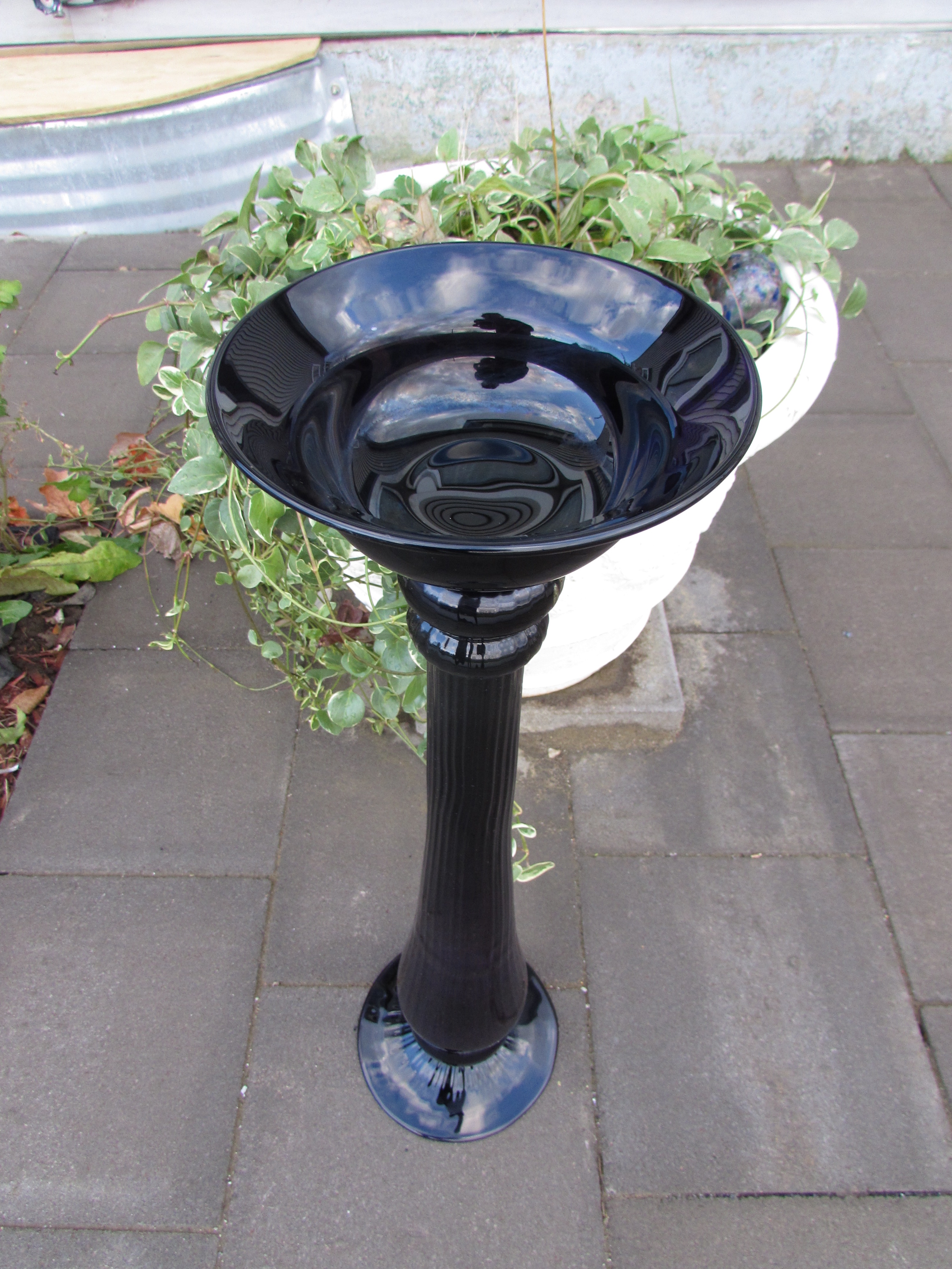 Purple Amethyst Art Blown Glass Cased Glass Pedestal Vase Stand