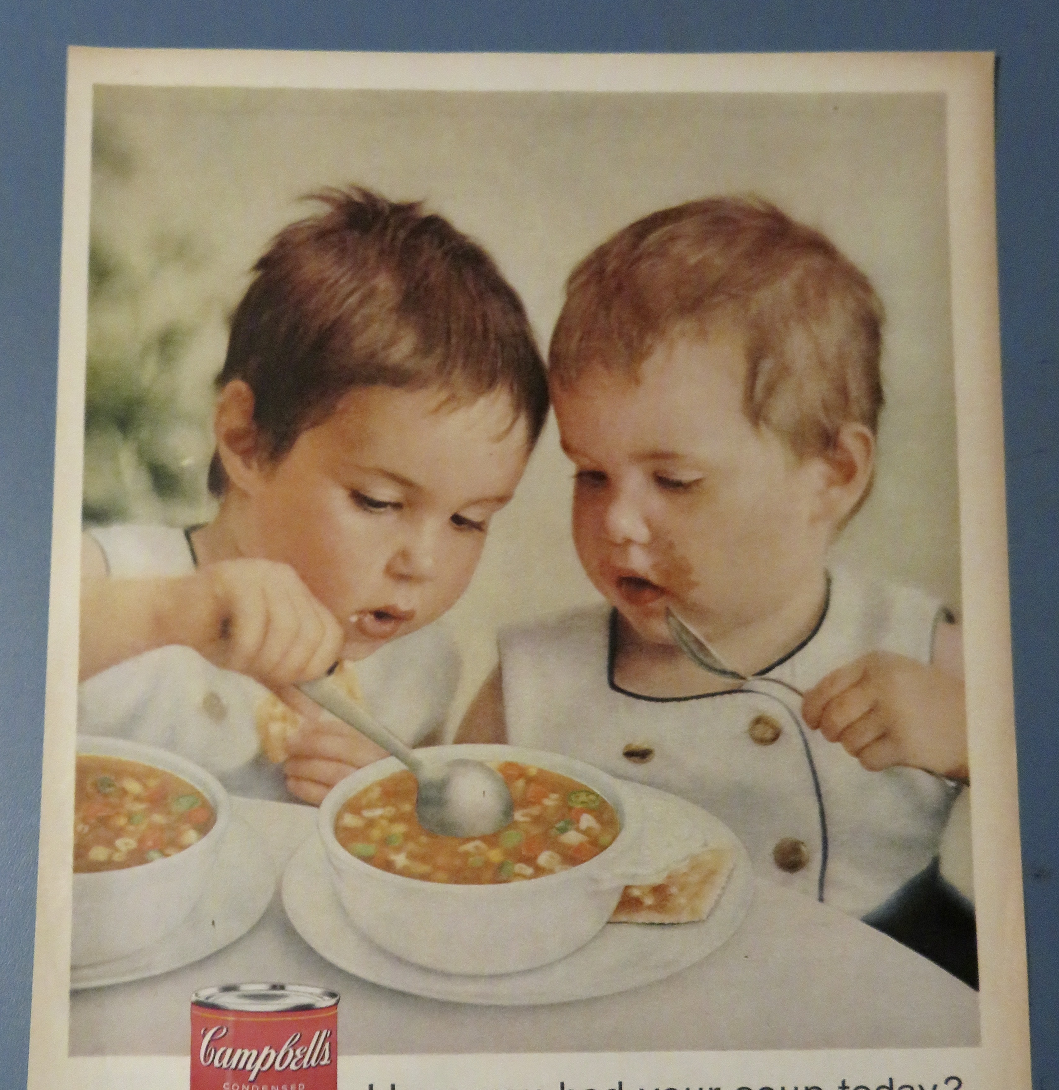 1958 Campbell's Vegetable Soup w/2 Children & Soup